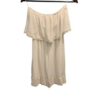 Flying Tomato White Cotton Off the Shoulder Dress Size Small